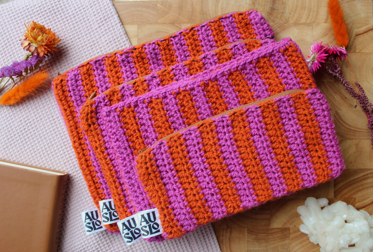 Striped Zip Pouches