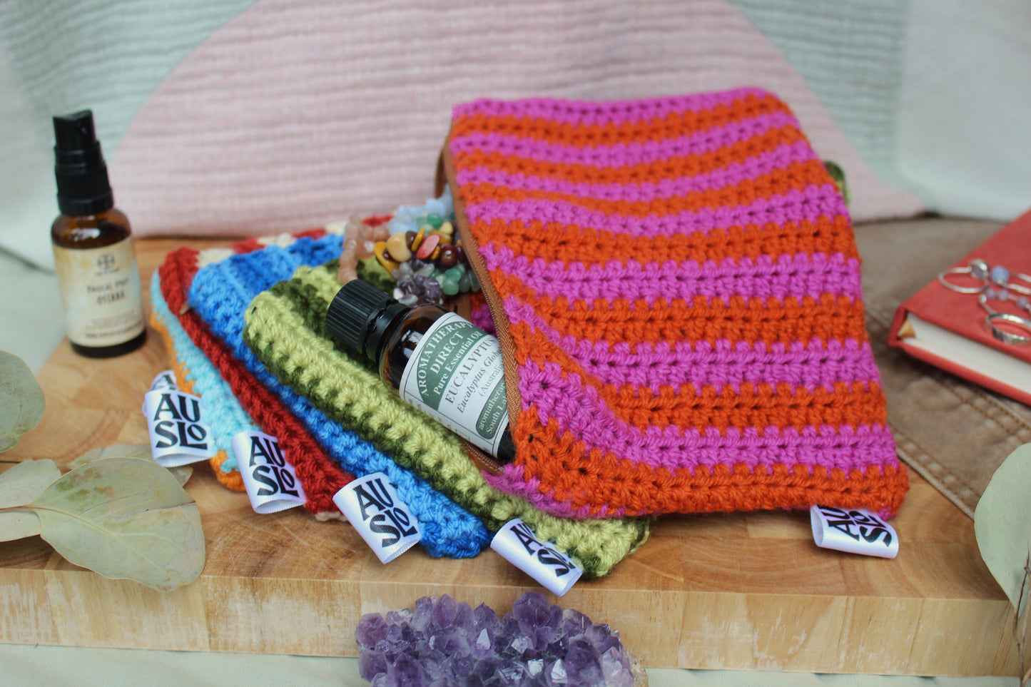 Striped Zip Pouches
