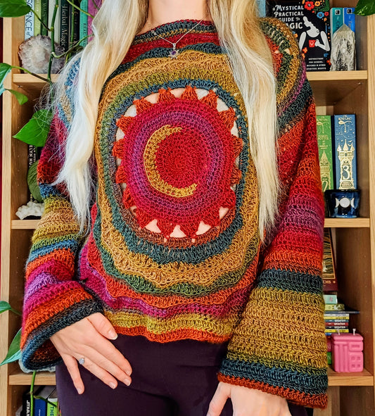 Avalon - Moon, Sun, Stars Reversible Crochet Jumper