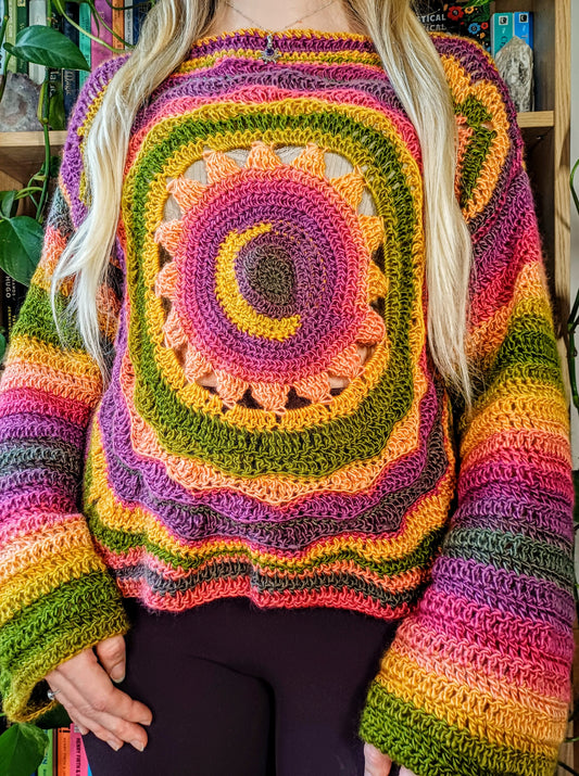 Moon, Sun, Stars Reversible Crochet Jumper - MADE TO ORDER - Customise