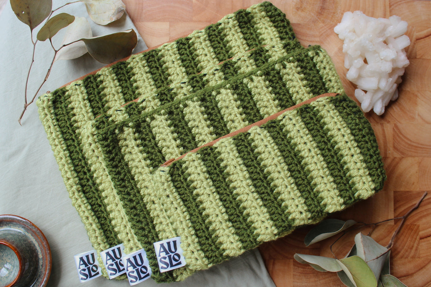 Striped Zip Pouches