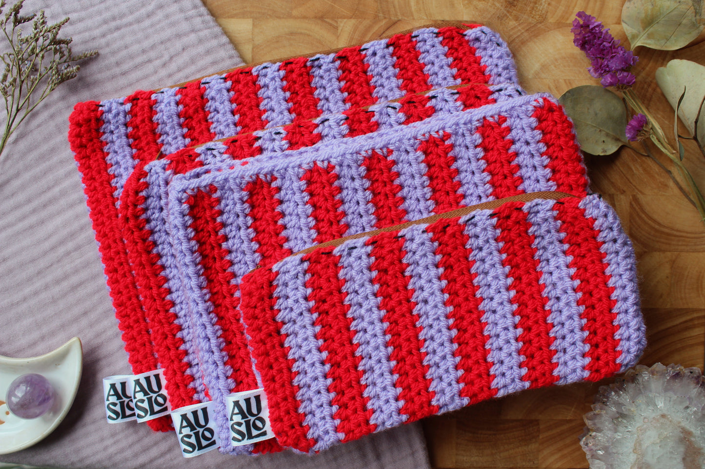 Striped Zip Pouches