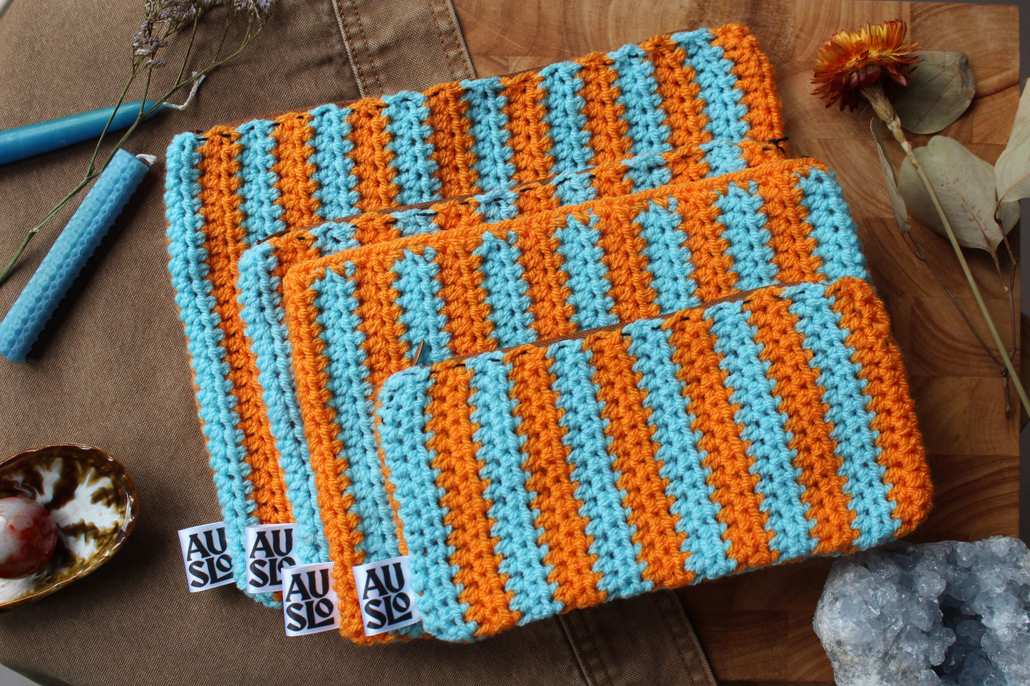 Striped Zip Pouches