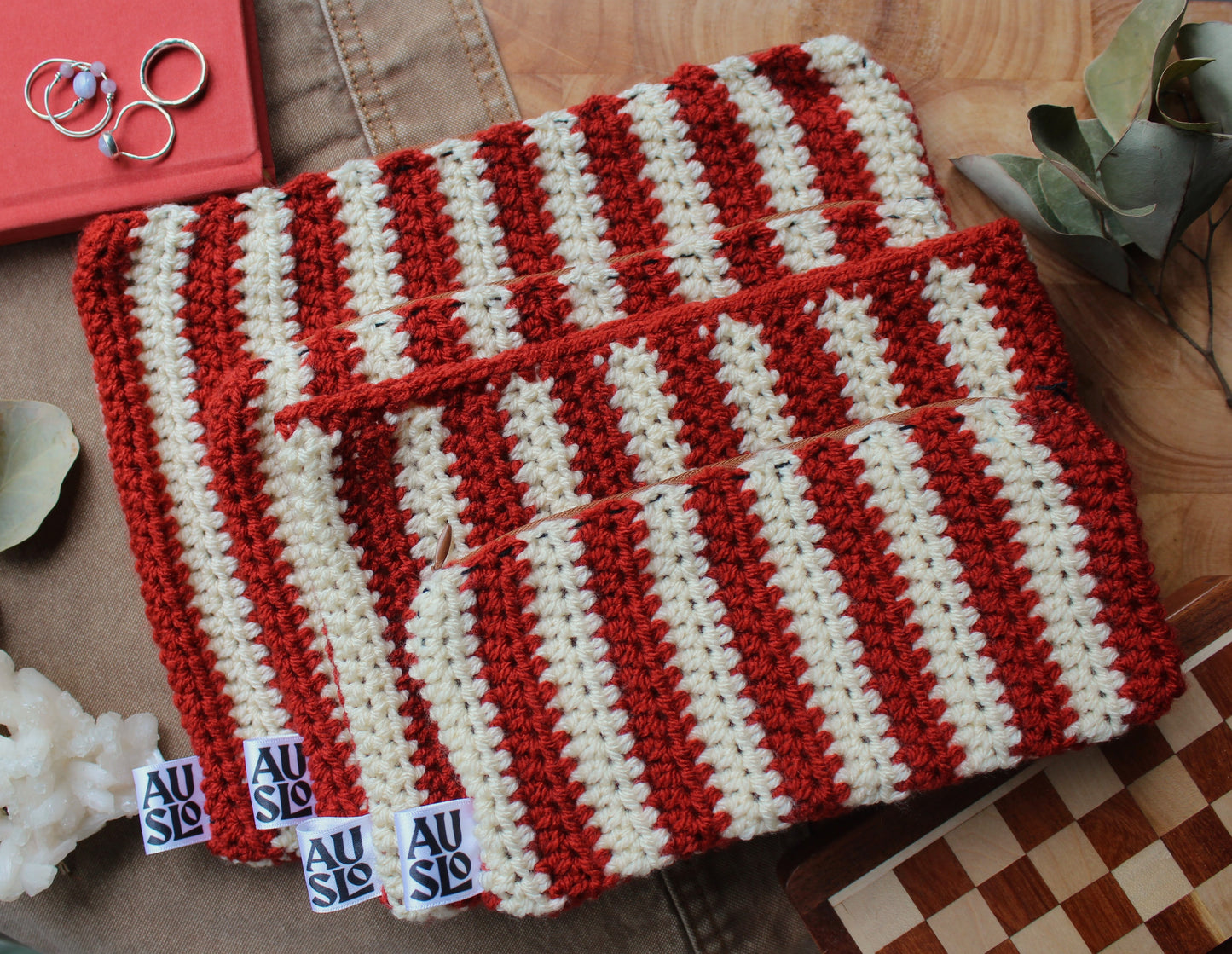 Striped Zip Pouches