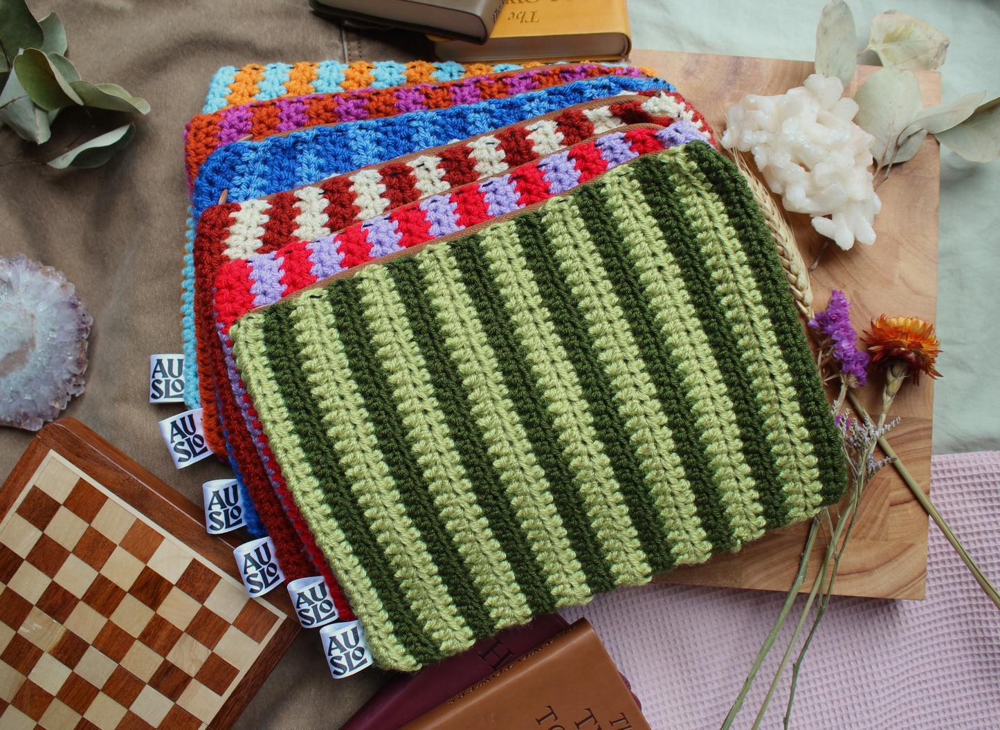 Striped Zip Pouches