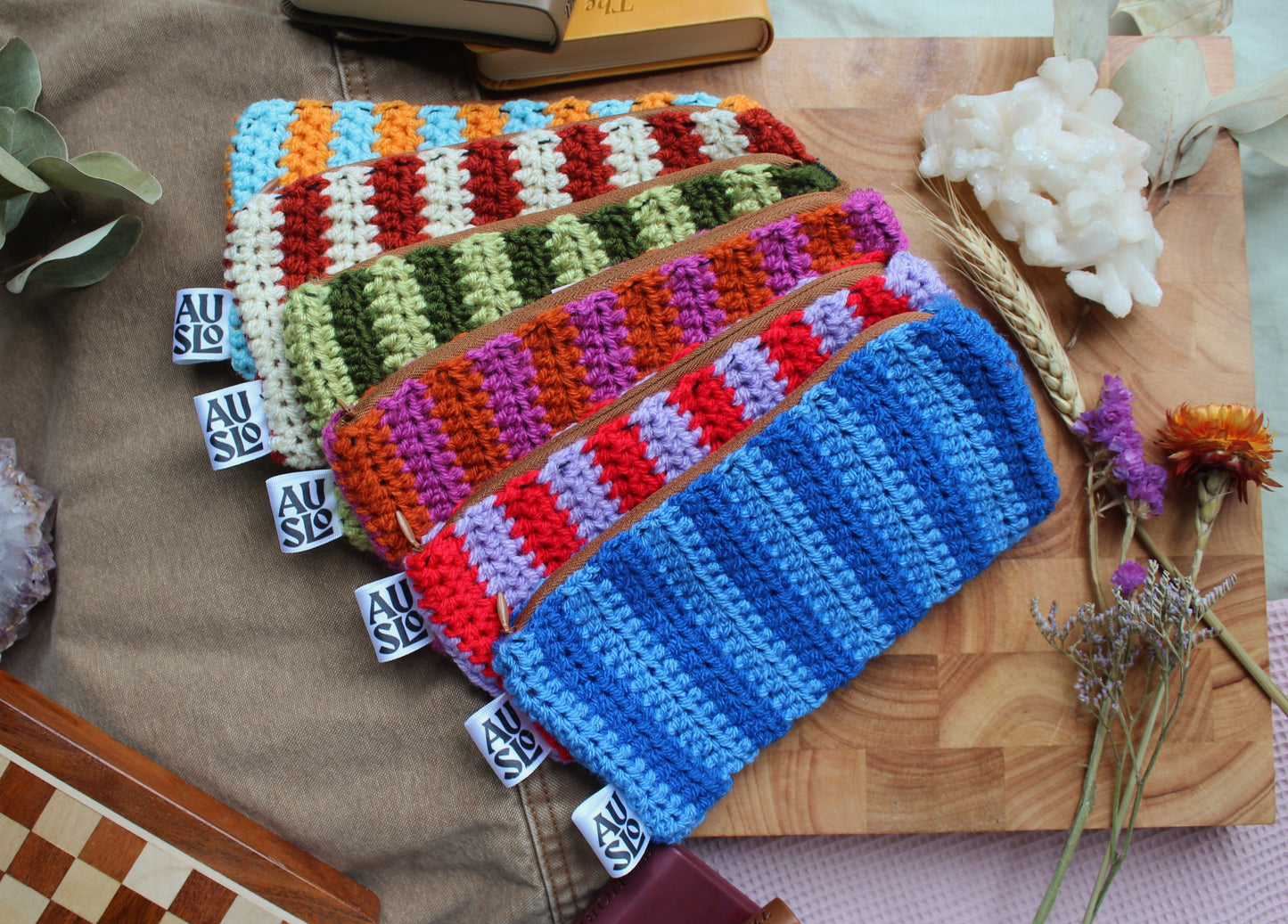 Striped Zip Pouches
