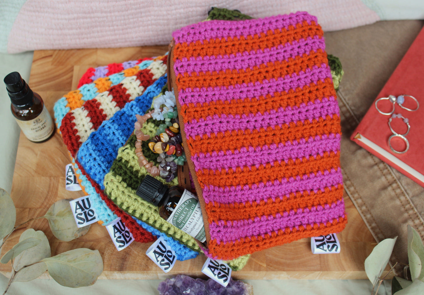 Striped Zip Pouches