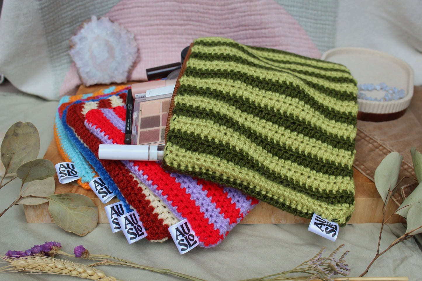 Striped Zip Pouches