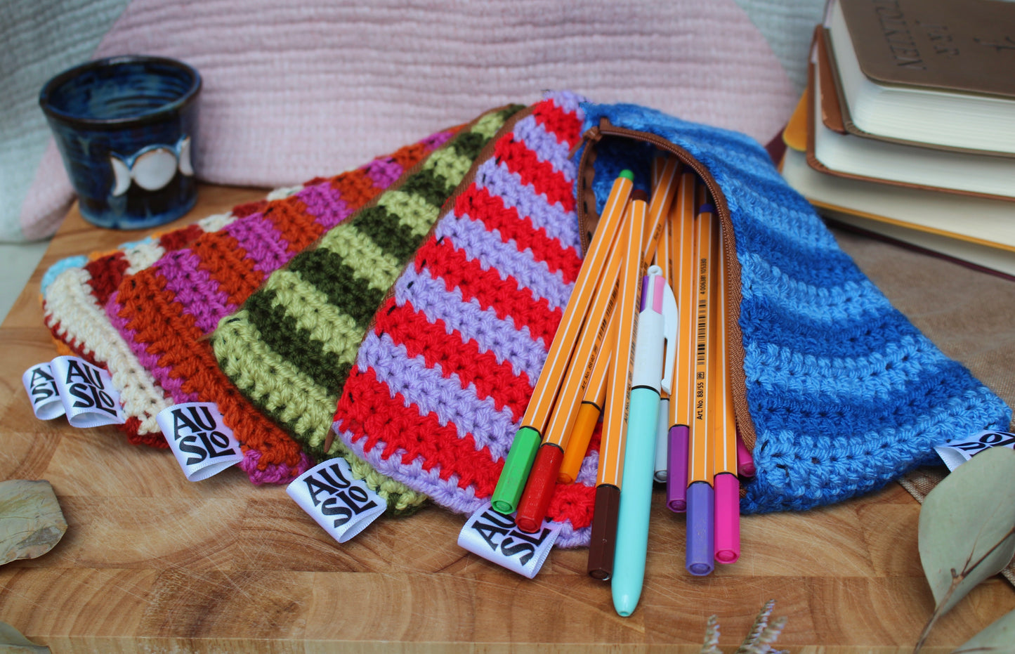 Striped Zip Pouches